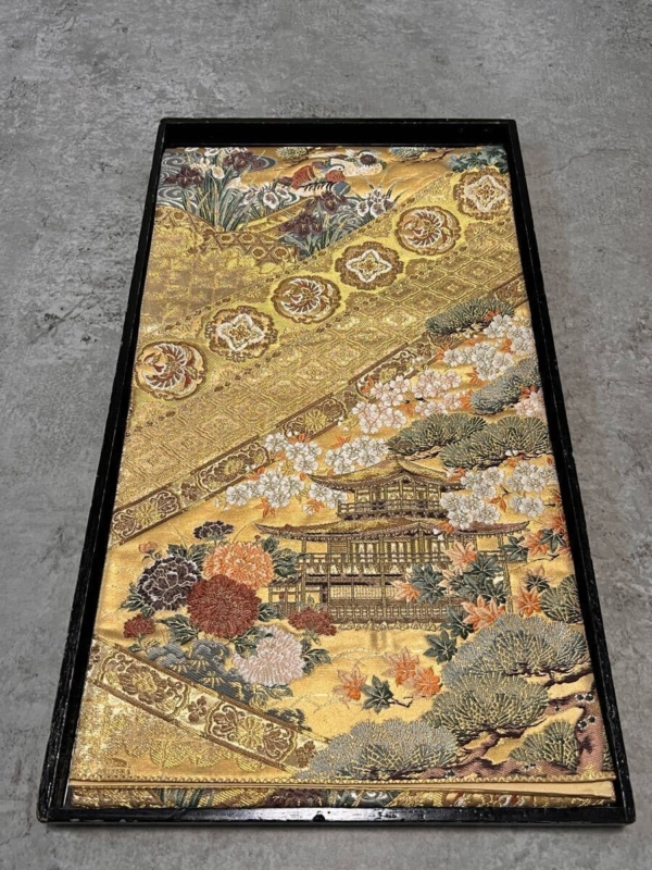 Fukuro Obi – Pure Silk with Genuine Gold Leaf & Gold Thread – Luxurious Woven Kimono Sash – Exquisite Traditional Japanese Textile