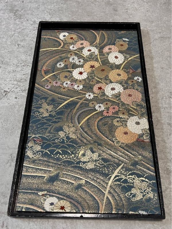 Unused Obi – Fukuro Obi with Basting Thread, Green and Gold Woven Fabric, Kimono Accessory, Pure Silk (Shōken)