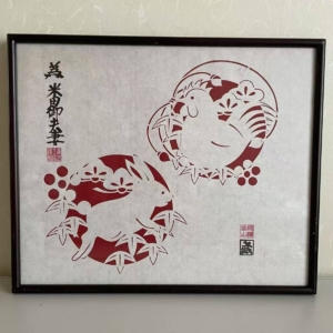 Authentic Kirie (paper-cutting artwork) by Yoshinori Giki — Hida Takayama wall-hanging interior piece